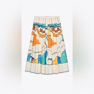 Zara Woman ZW Collection Printed Pleated Midi Skirt – Size XS